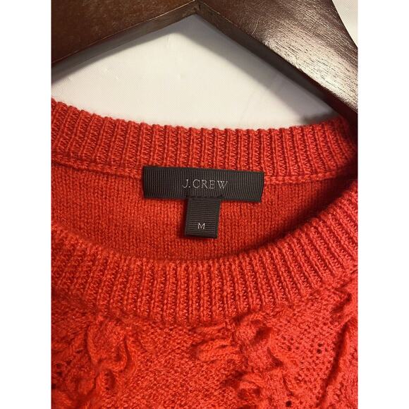 J. Crew Women’s 100%‎ Wool Cable Knit Crew Neck Sweater Red Size Medium - Picture 3 of 5